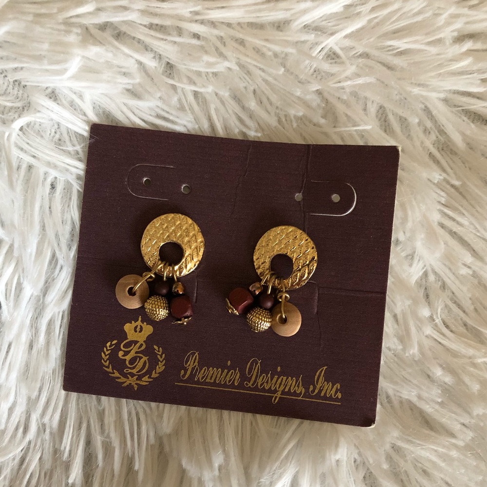 Brand new premier designs inc gold beaded earrings